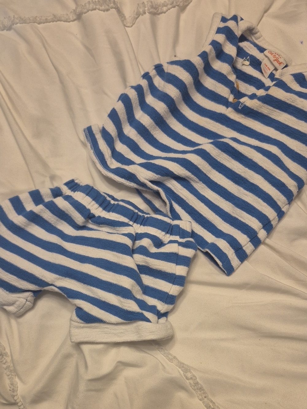Cat & Jack Blue and White Striped Kids Pajama Set